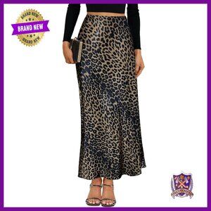 Satin Maxi Skirt High Waisted Elastic Waistband A-Line Party Wear